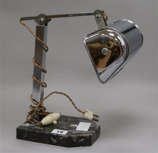 A French Art Deco chrome desk lamp 28cm.